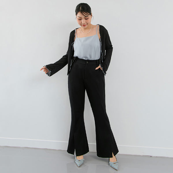 MISS. Pear-Shaped Friendly! Perfect Fit Slit Plus Size Flare Tailored Pants