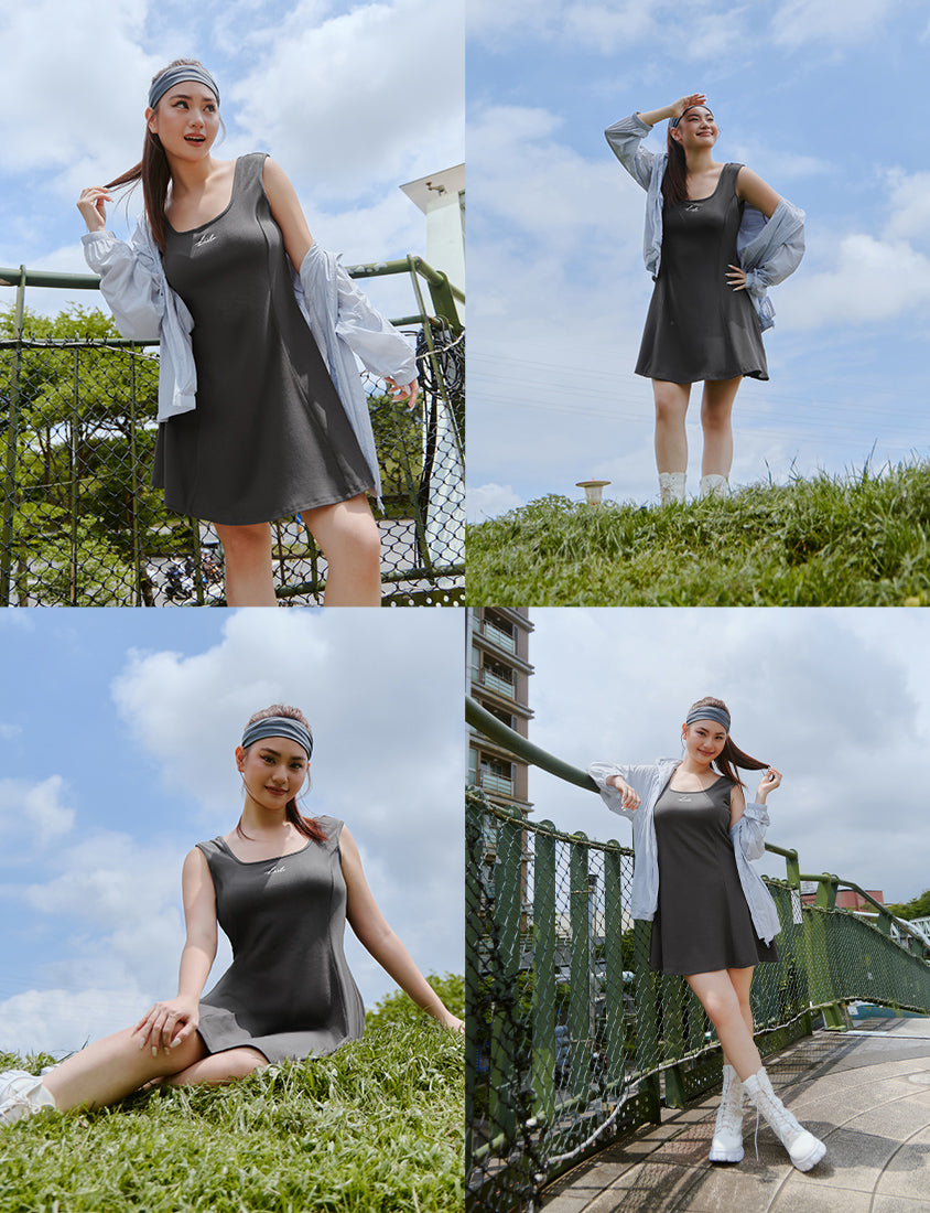 Embroidered Elastic Waist Plus Size Mini Dress