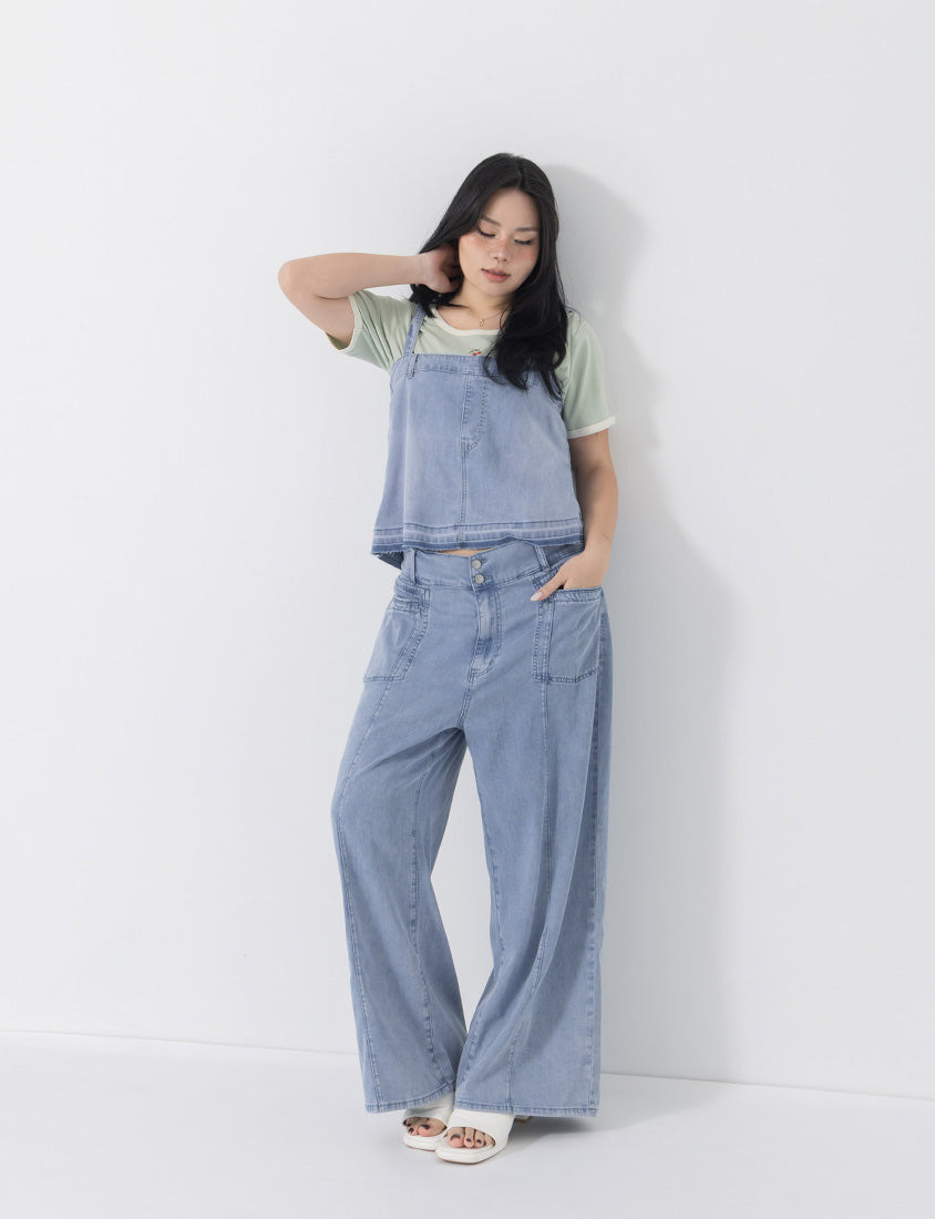 Tencel Denim Elastic Back Plus Size Strap Cami Vest