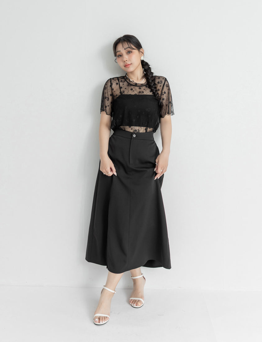 MISS. Sheer Floral Lace Plus Size Top