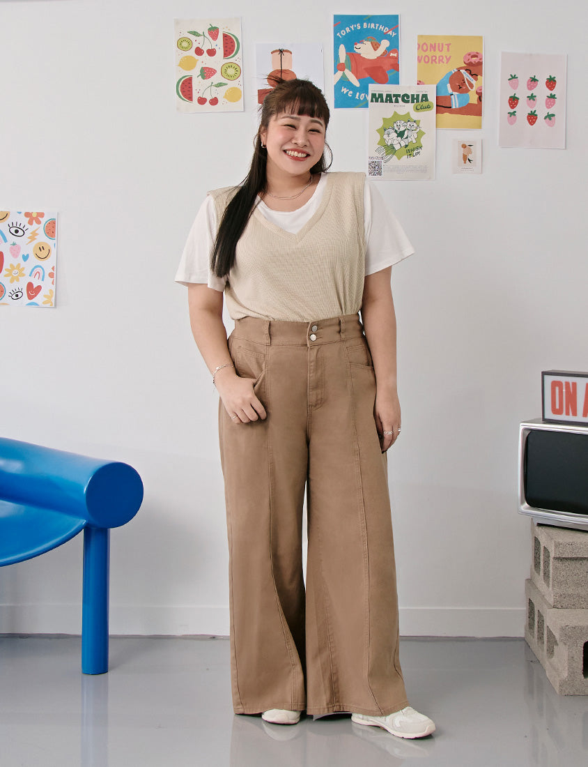 Contrast Waffle Faux Two Piece Plus Size Tee