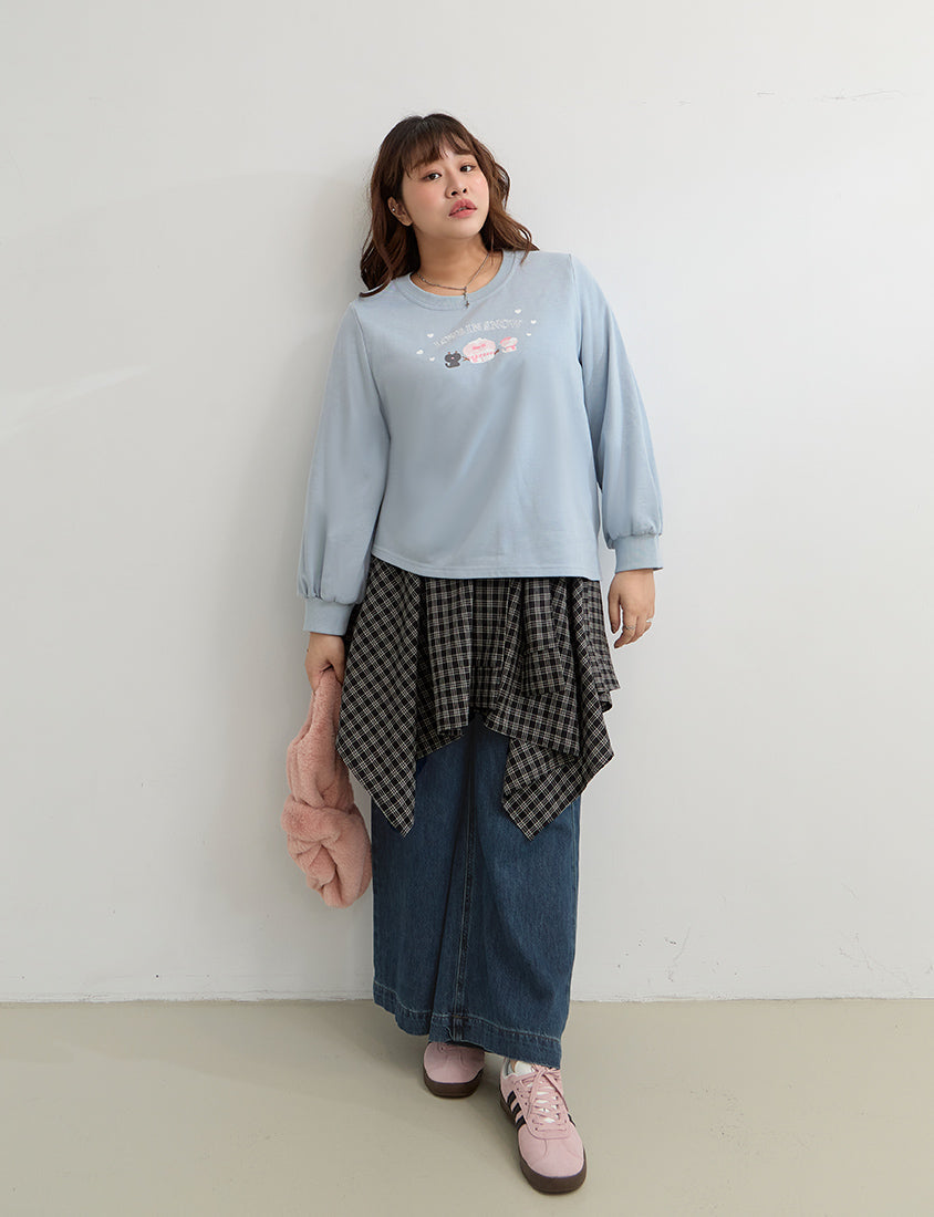 Winter Heart Print Plus Size Sweatshirt (Little Heart Collab)