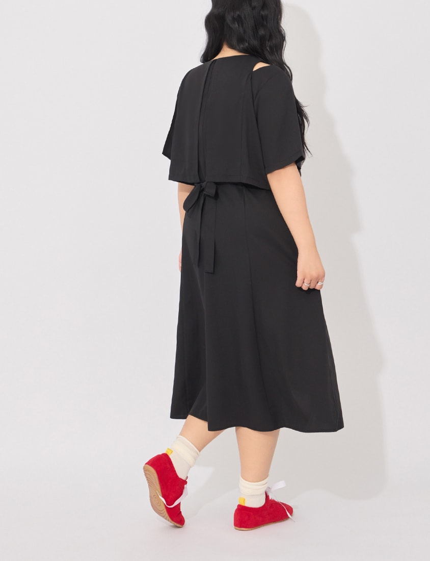 MORE U Wrinkle-Resistant Faux Two-Piece Eyelet Plus Size Dress (with Waist-Tie)