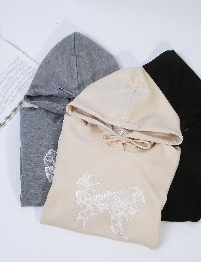 Lace Bow Cloud Cotton Plus Size Hoodie
