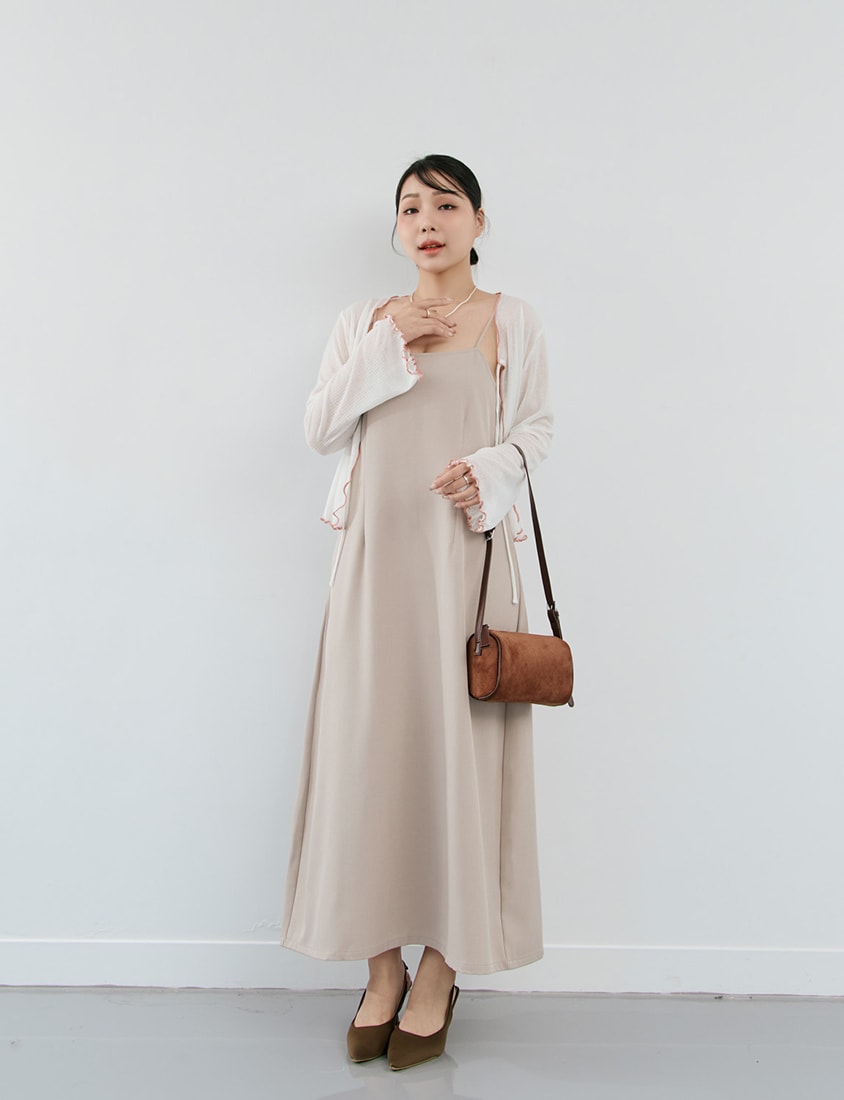 MISS. Korean Style Adjustable Strap Back Slit Plus Size Maxi Dress