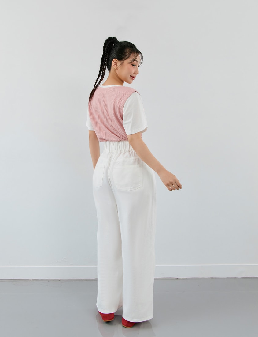 Contrast Waffle Faux Two Piece Plus Size Tee