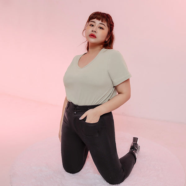 U-Neck Multicolor Plus Size Comfy Slim Tee