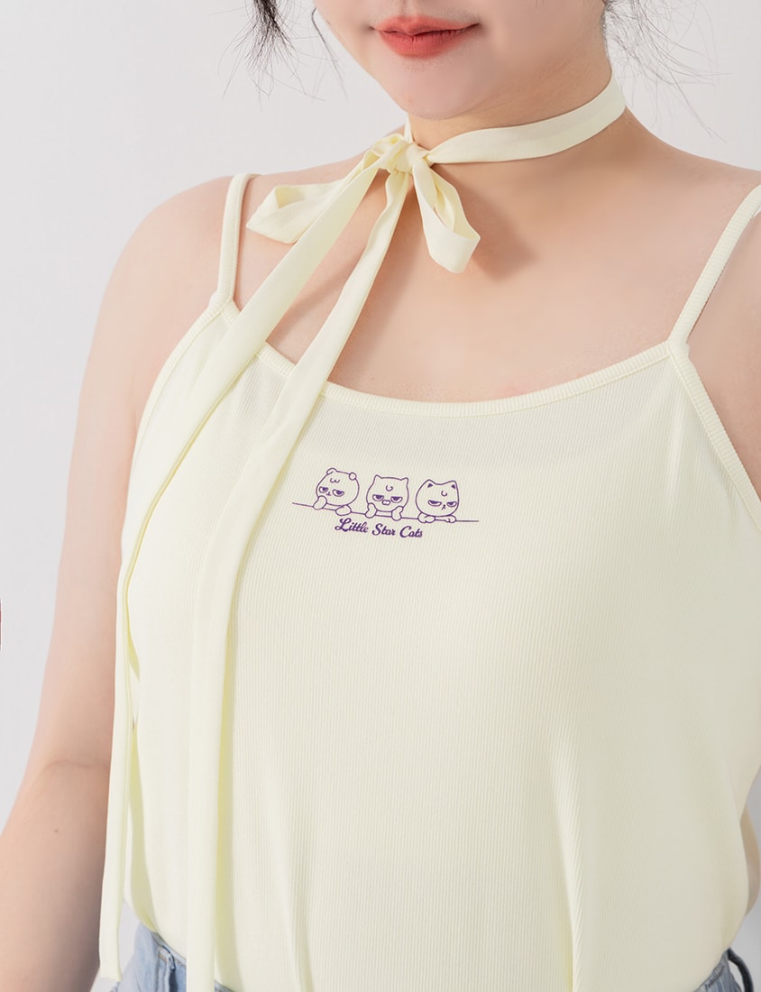 Poly Lulu x UGLY MEWS Collab Plus Size Ribbed Tank Top (With Tie Strap)
