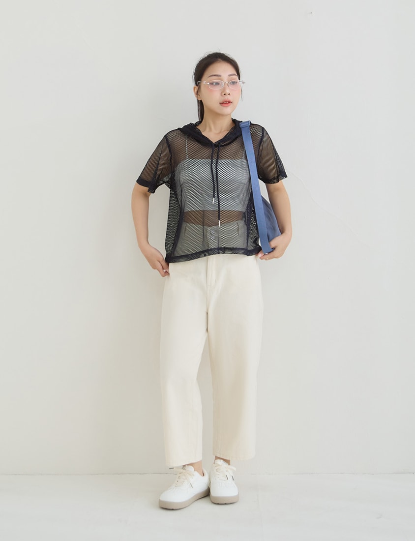 Casual Sporty Mesh Hooded Plus Size Top