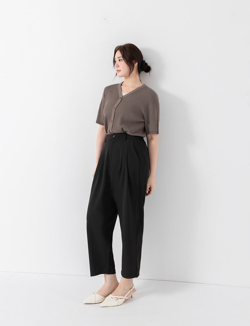 MISS. Minimal Faux Two-Piece Button-Front Knit Plus Size Top
