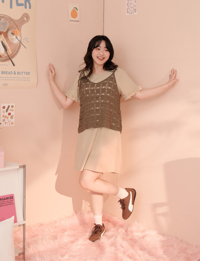 Japanese-Inspired Crochet Grid Plus Size Vest