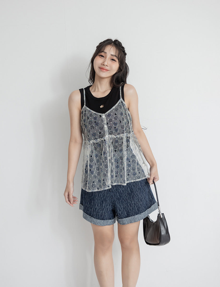 Pop Art Floral Adjustable Plus Size Layering Vest