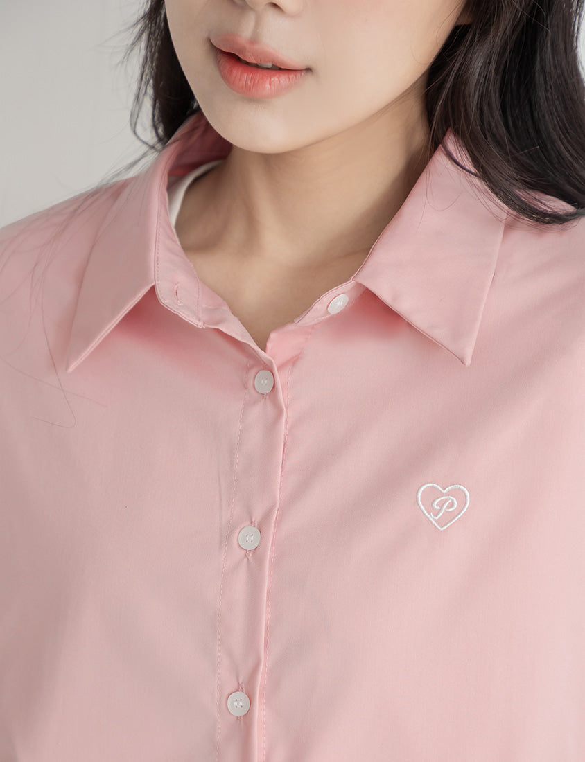 Heart Logo Embroidered Oversized Boyfriend Plus Size Shirt