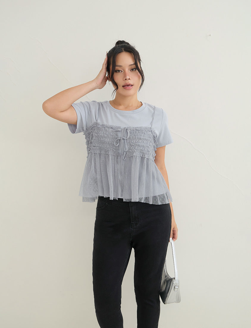 2-Way Japanese Polka Dot Mesh Plus Size Cami Top