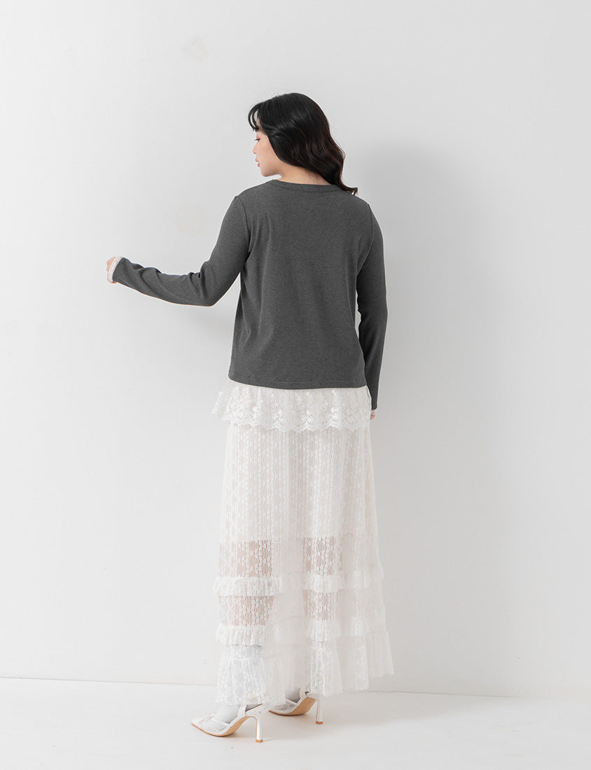 Layering Essential Lace Panel Knit Plus Size Top