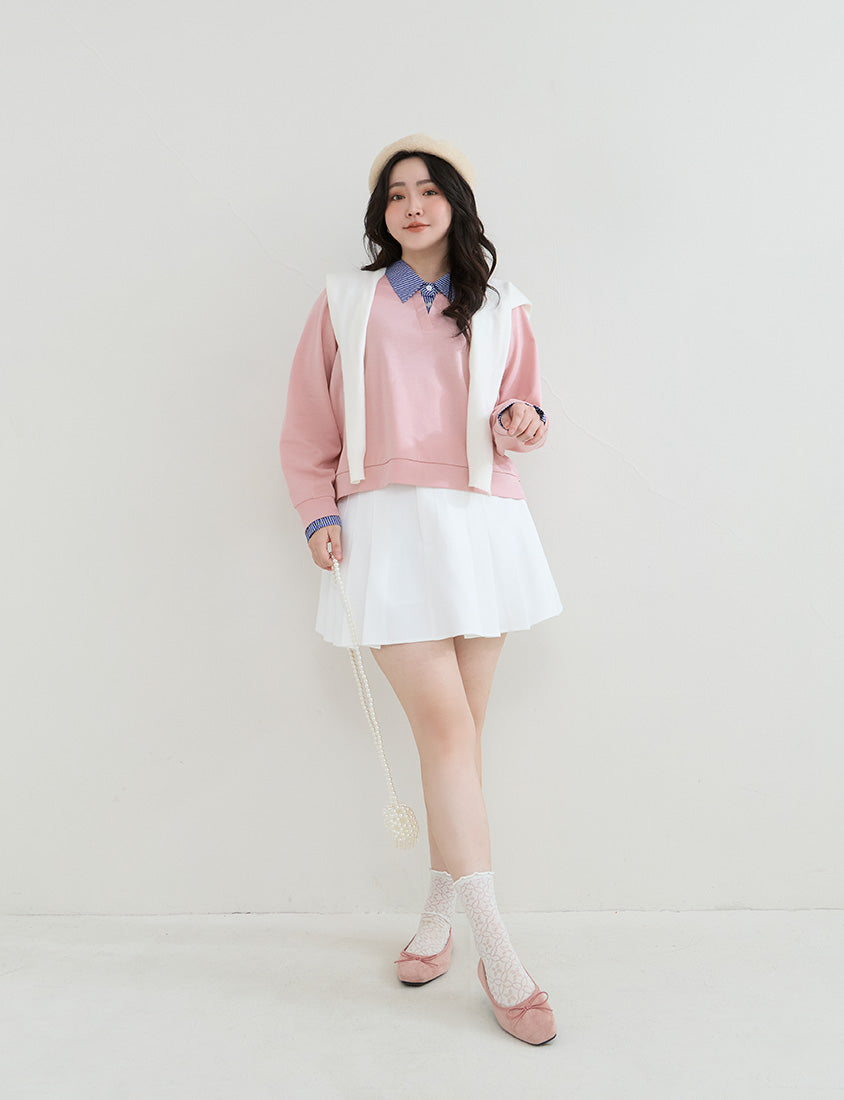 Heart Logo Faux Two Piece Plus Size Sweatshirt