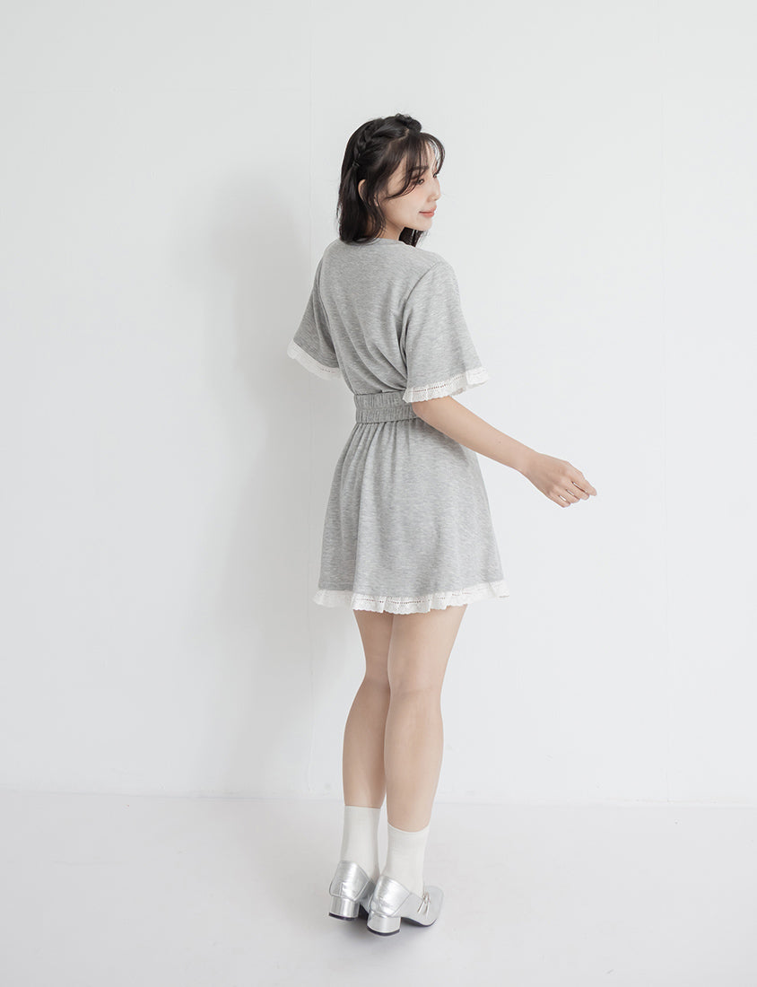 Lace Trim Floral Cloud Cotton Plus Size Tee