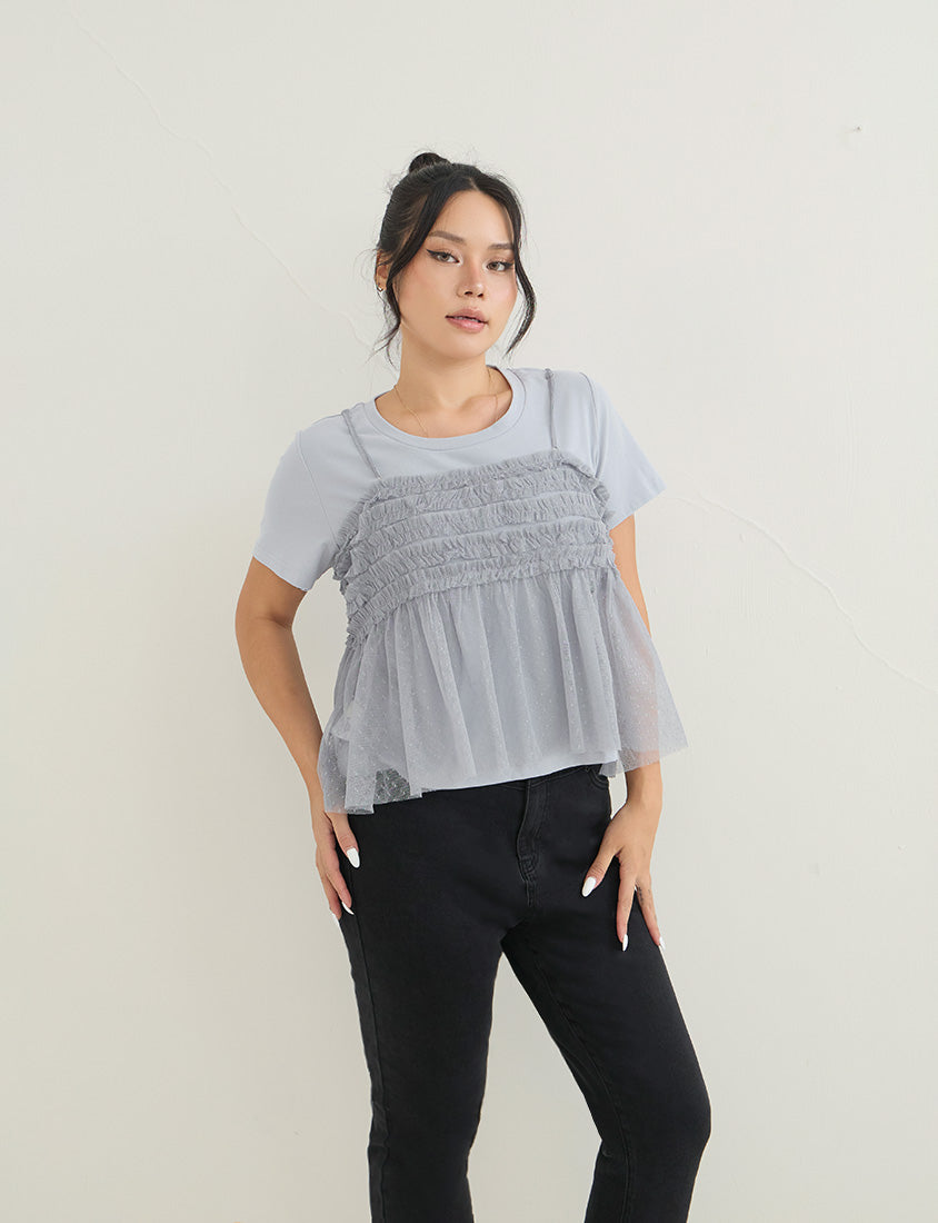 2-Way Japanese Polka Dot Mesh Plus Size Cami Top