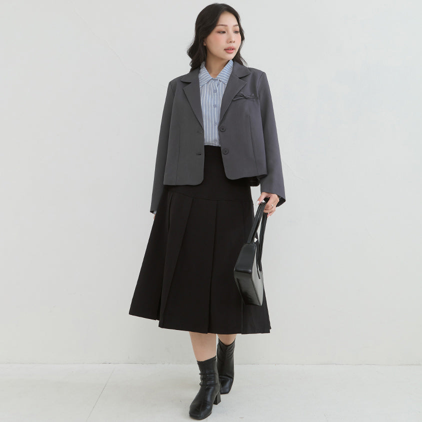 Korean Style Preppy Cropped Plus Size Blazer