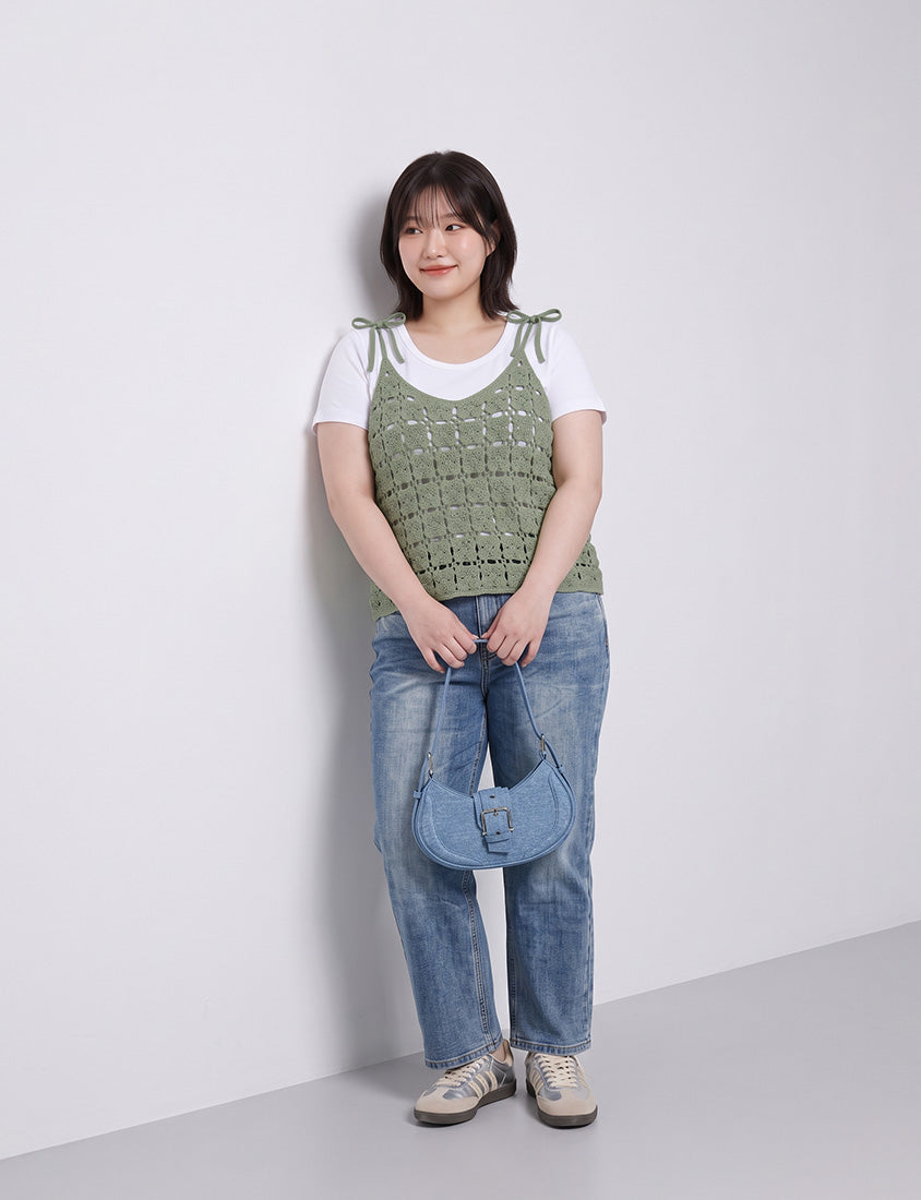 Japanese-Inspired Crochet Grid Plus Size Vest