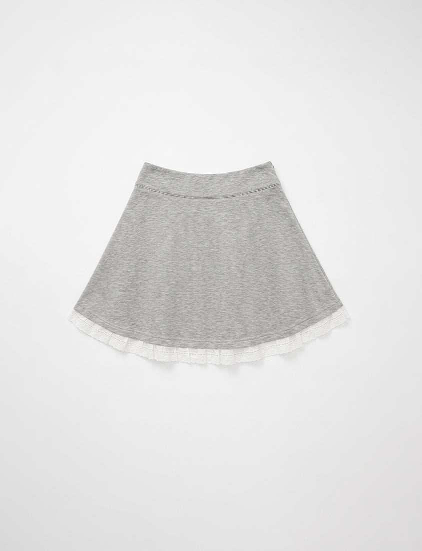 Lace Trim Cloud Cotton Plus Size Mini Skirt