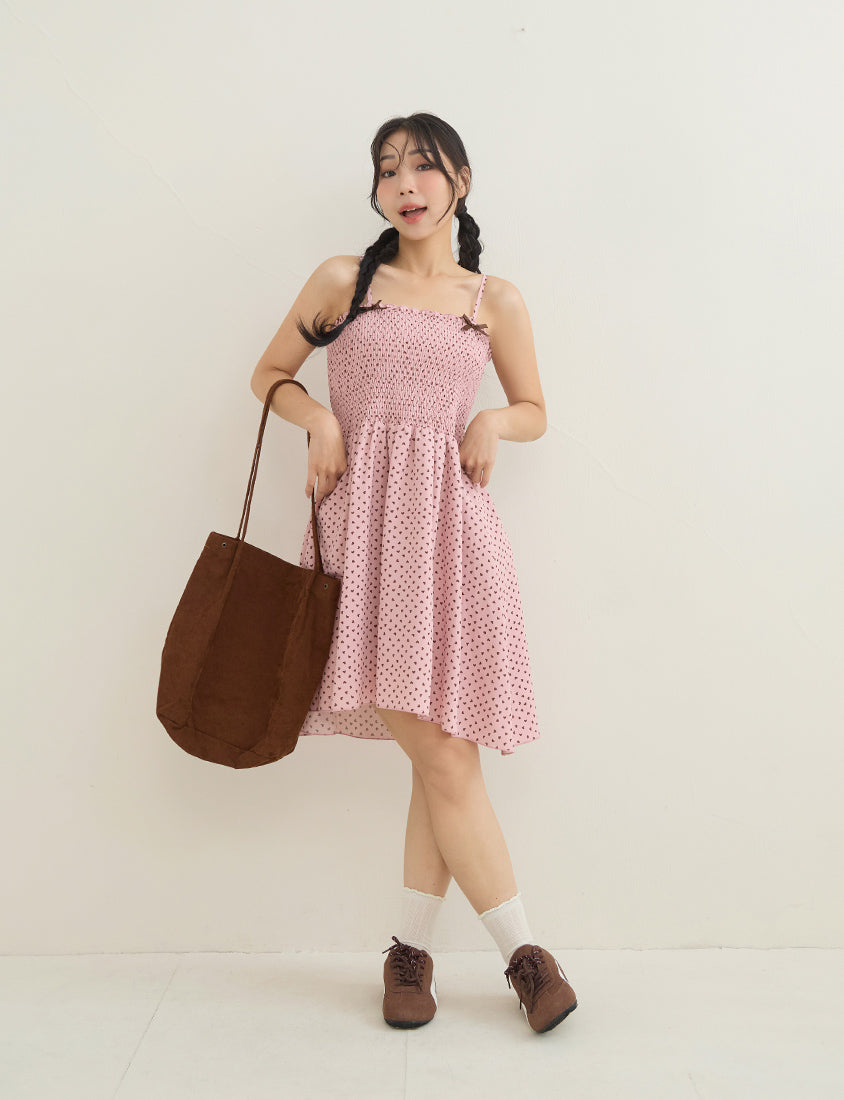 Sweet Contrast Heart Cami Plus Size Mini Dress