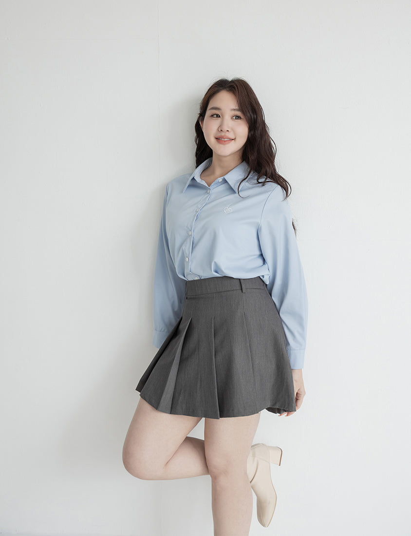 Heart Logo Embroidered Oversized Boyfriend Plus Size Shirt