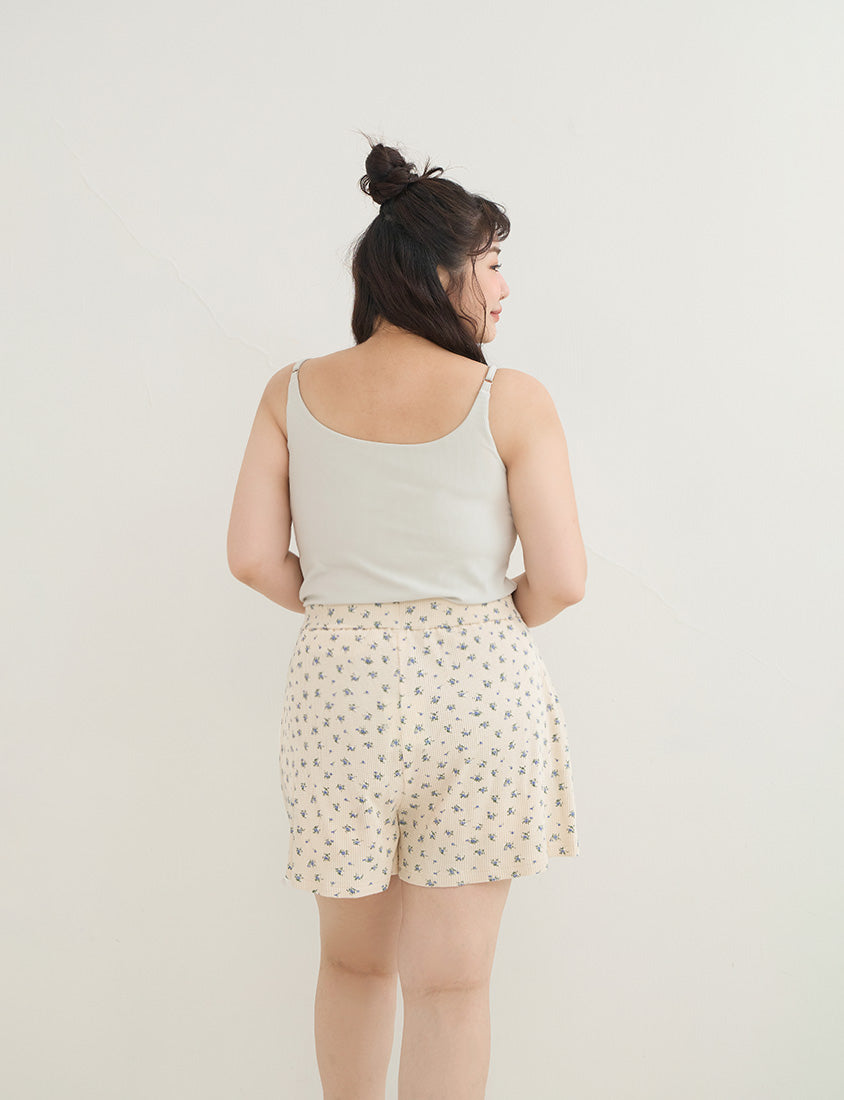 Sweet Floral Waffle Plus Size Shorts