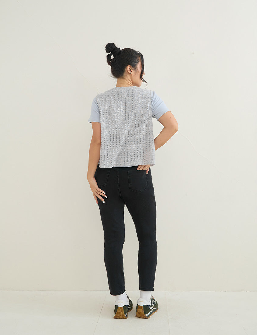 Versatile Openwork Knit Tie-Front Plus Size Tank Top