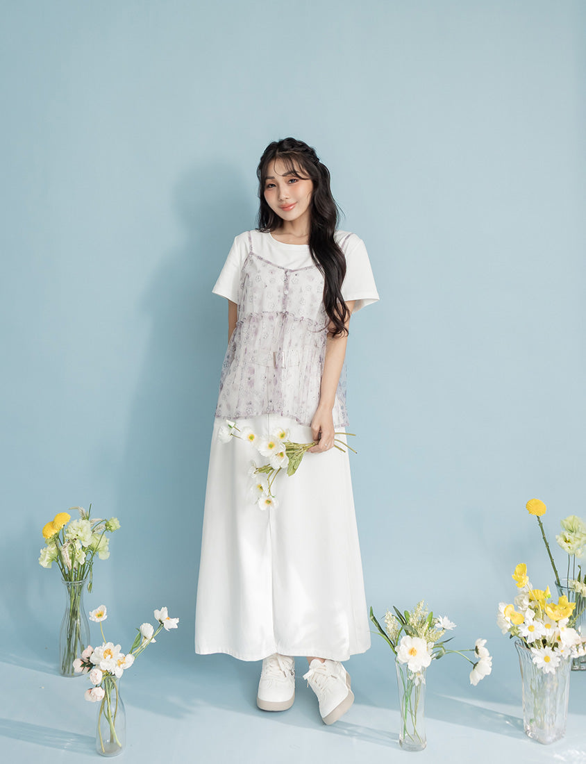 Lyocell Twill A-Line Plus Size Maxi Skirt (With Belt)