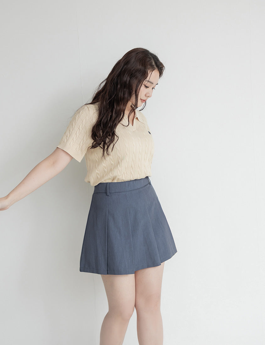 Sweet Preppy Pleated Plus Size Skort