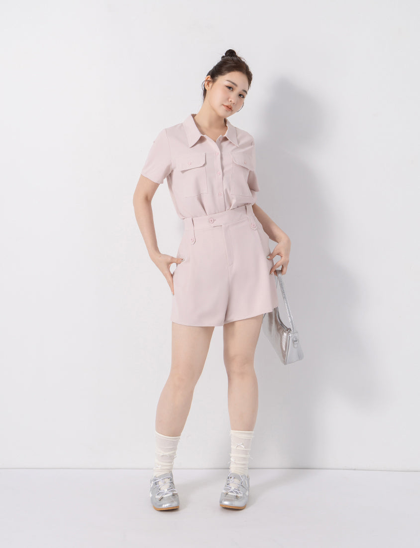 Contrast Stitch Lightweight Utility Chiffon Plus Size Shorts