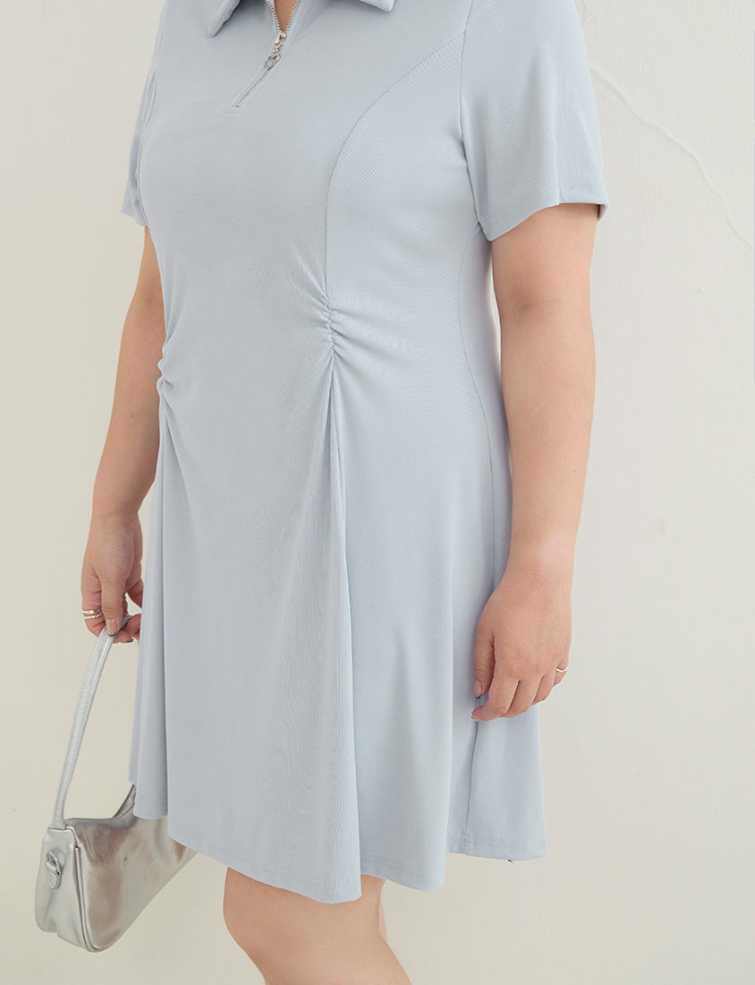 Waist-Defining Stretch Ribbed Plus Size Mini Dress