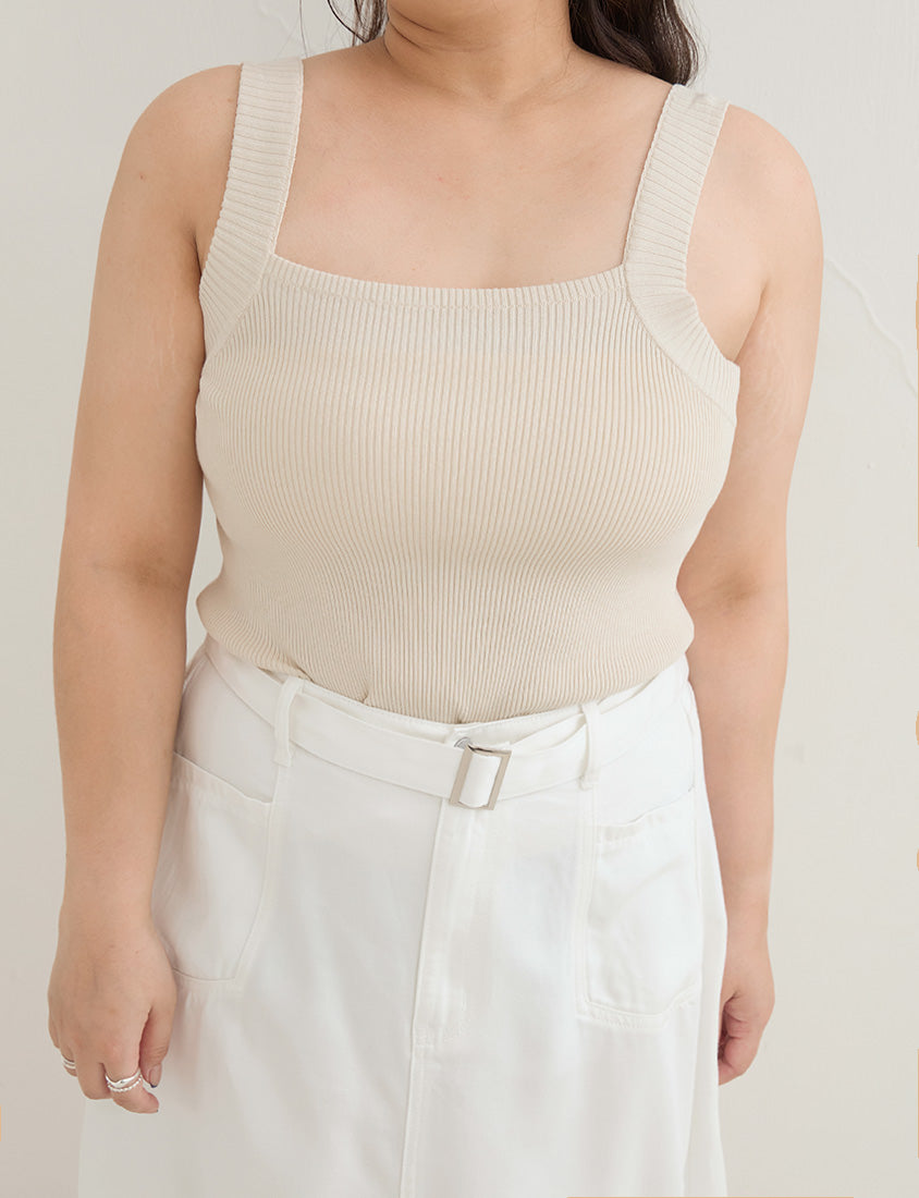 Zero Armpit Bulges Slimming Square Neck Knit Plus Size Tank Top