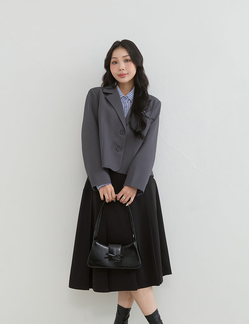Korean Style Preppy Cropped Plus Size Blazer