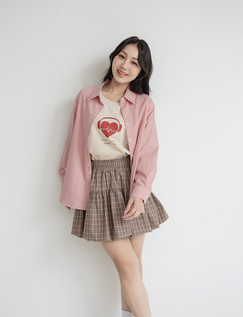 Heart Logo Embroidered Oversized Boyfriend Plus Size Shirt