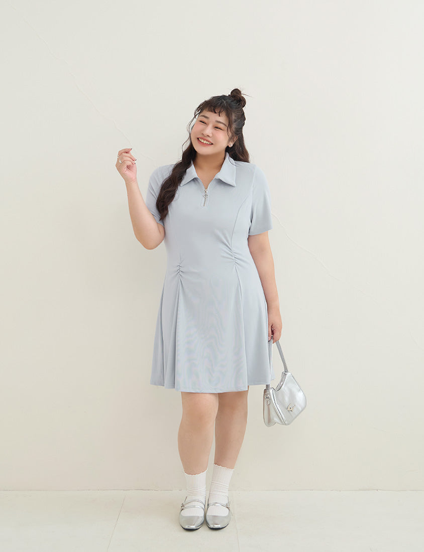 Waist-Defining Stretch Ribbed Plus Size Mini Dress