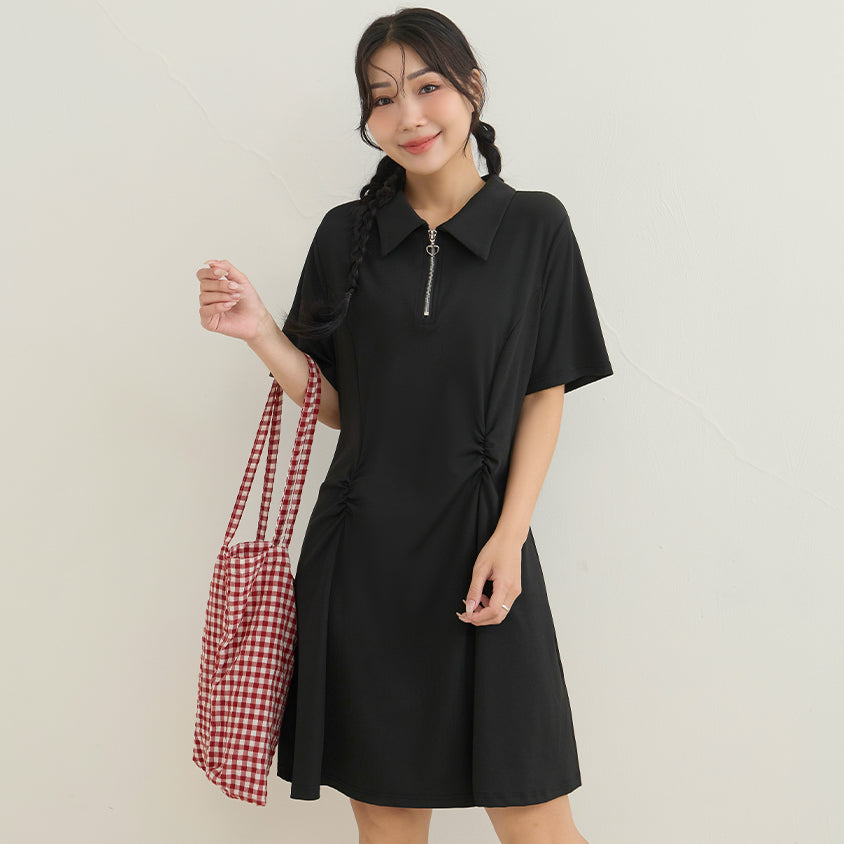 Waist-Defining Stretch Ribbed Plus Size Mini Dress
