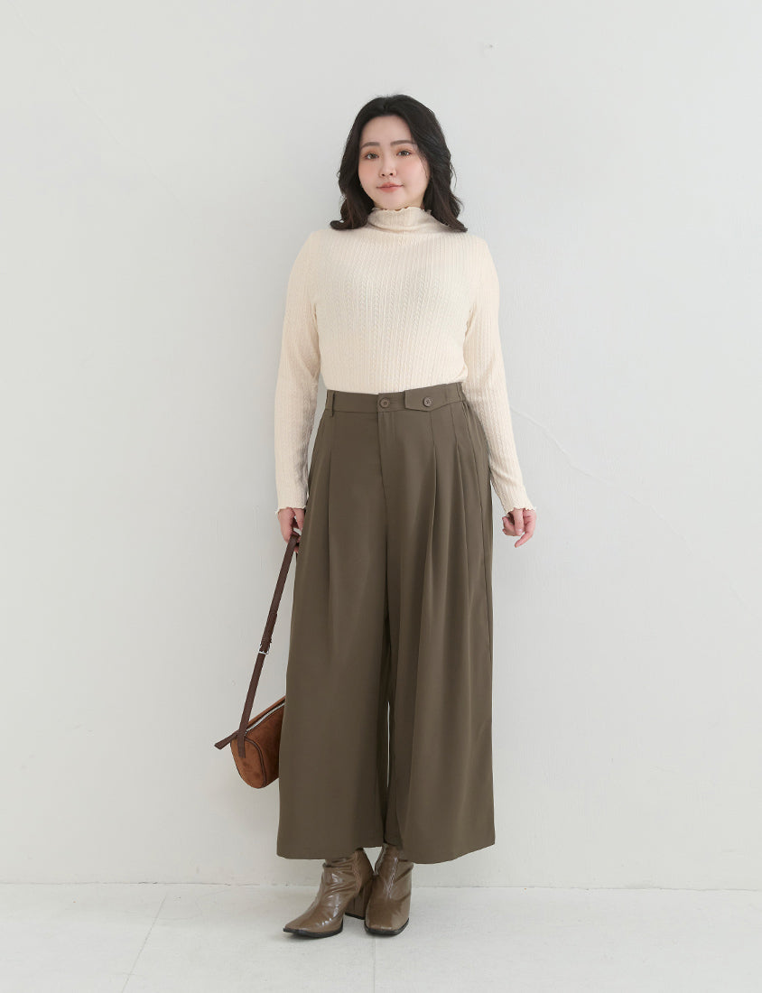Asymmetrical Waist Pleated Chiffon Wide Leg Plus Size Pants