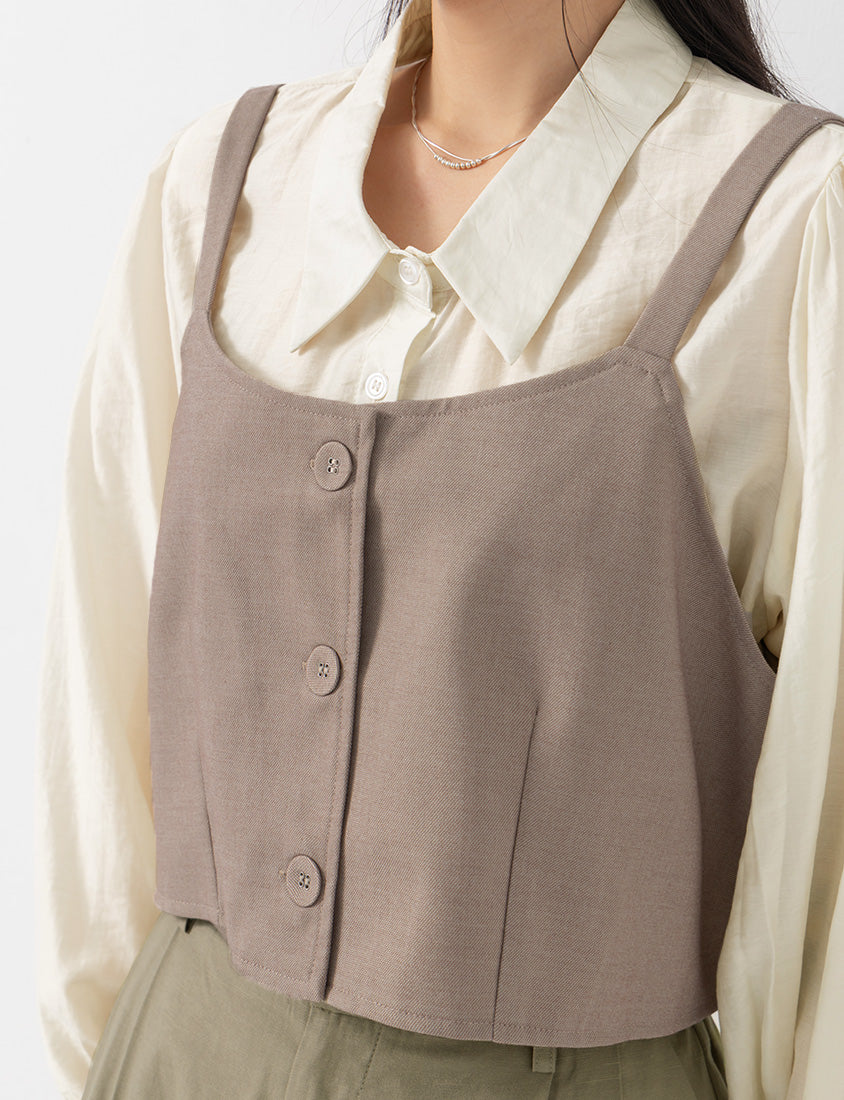 MISS. Elegant Suit Vest Faux Two Piece Plus Size Shirt