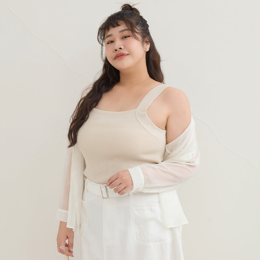 Zero Armpit Bulges Slimming Square Neck Knit Plus Size Tank Top