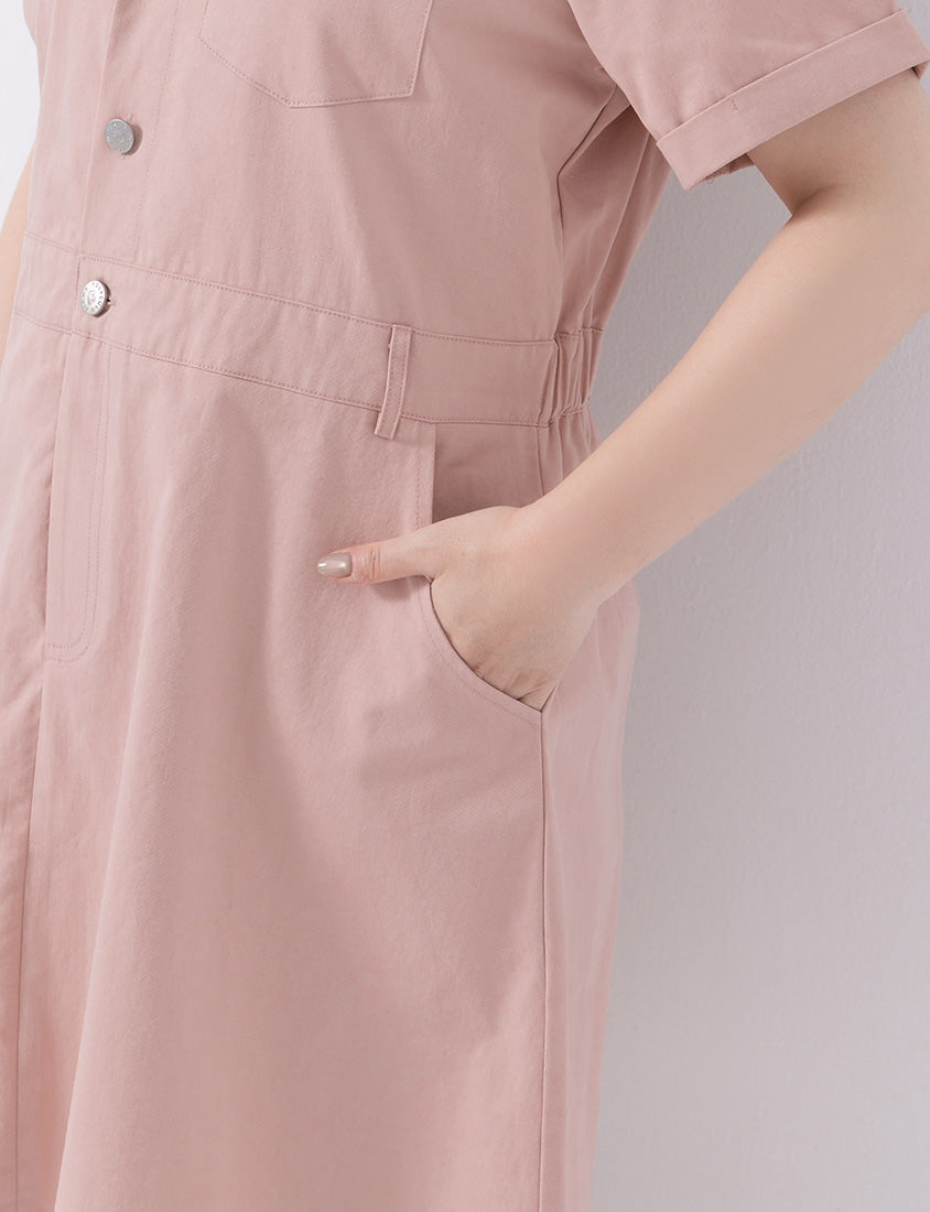 Faux Two Piece Lightweight Utility Twill Plus Size Dress