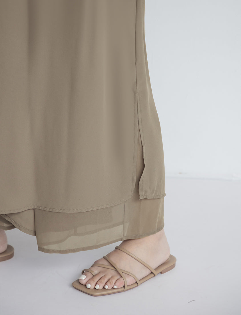 Flowy Layered Chiffon Plus Size Wide Leg Pants