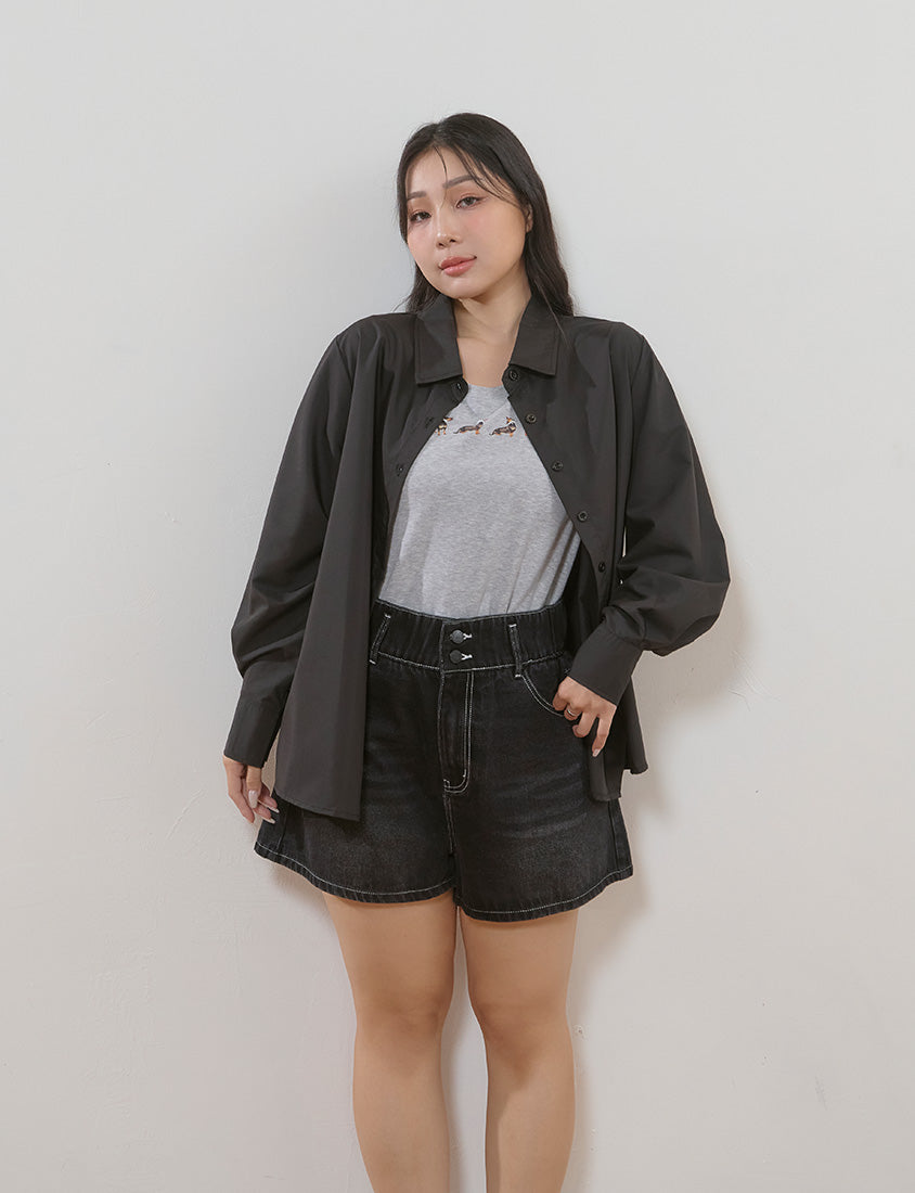 High Waist Hip-Lifting Stitch Plus Size Denim Shorts