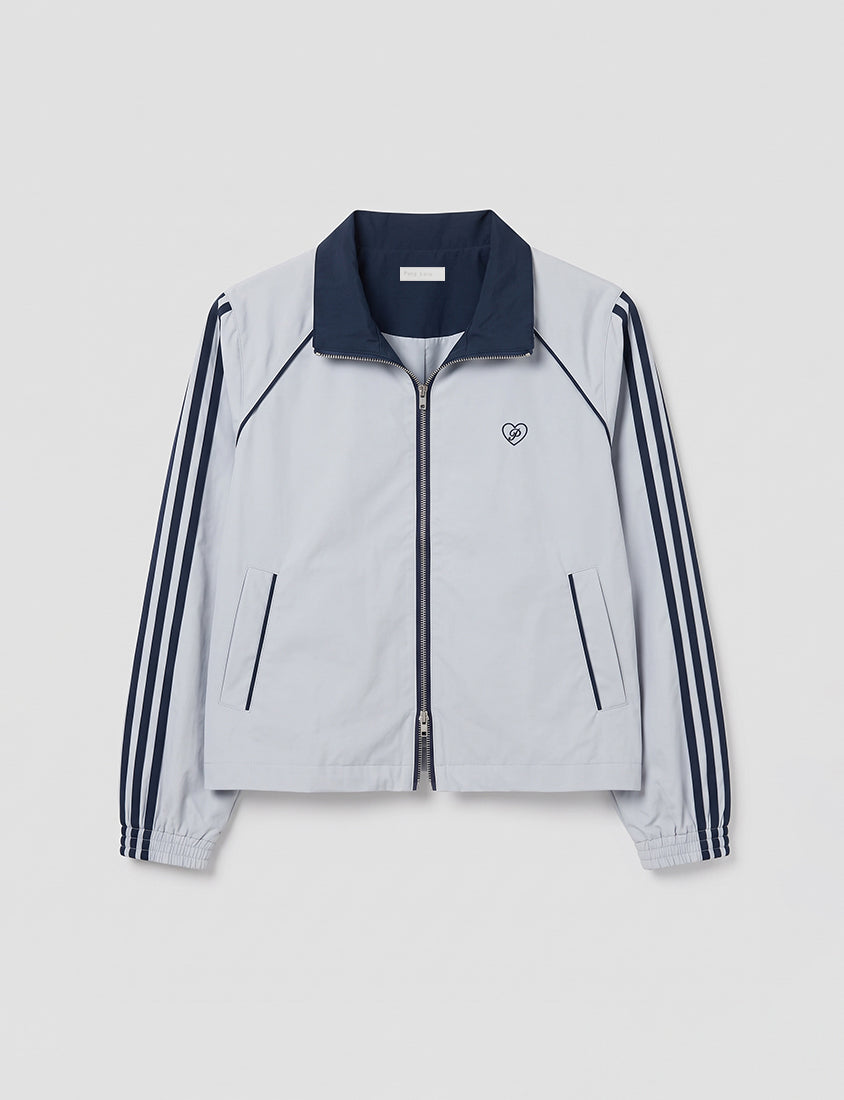 Korean-Inspired Retro Contrast Sporty Stand Collar Plus Size Jacket