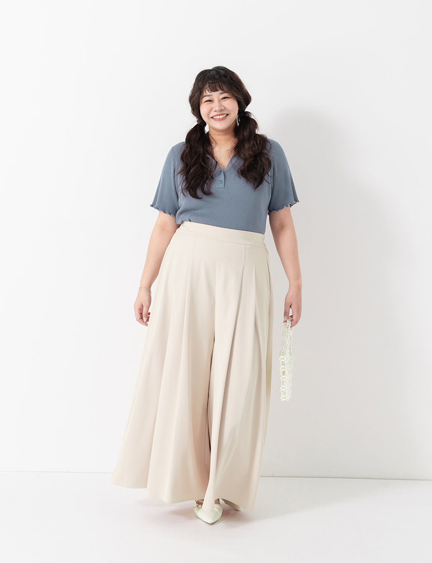 Instant Cooling Chiffon Pleated Plus Size Wide Leg Pants