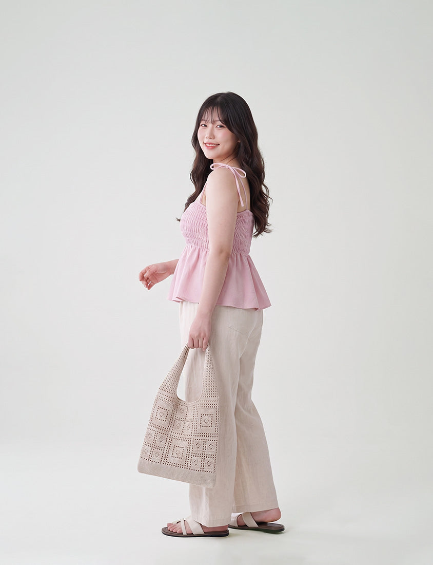 Cute Stretch Crinkled Tie Front Plus Size Layering Cami Vest
