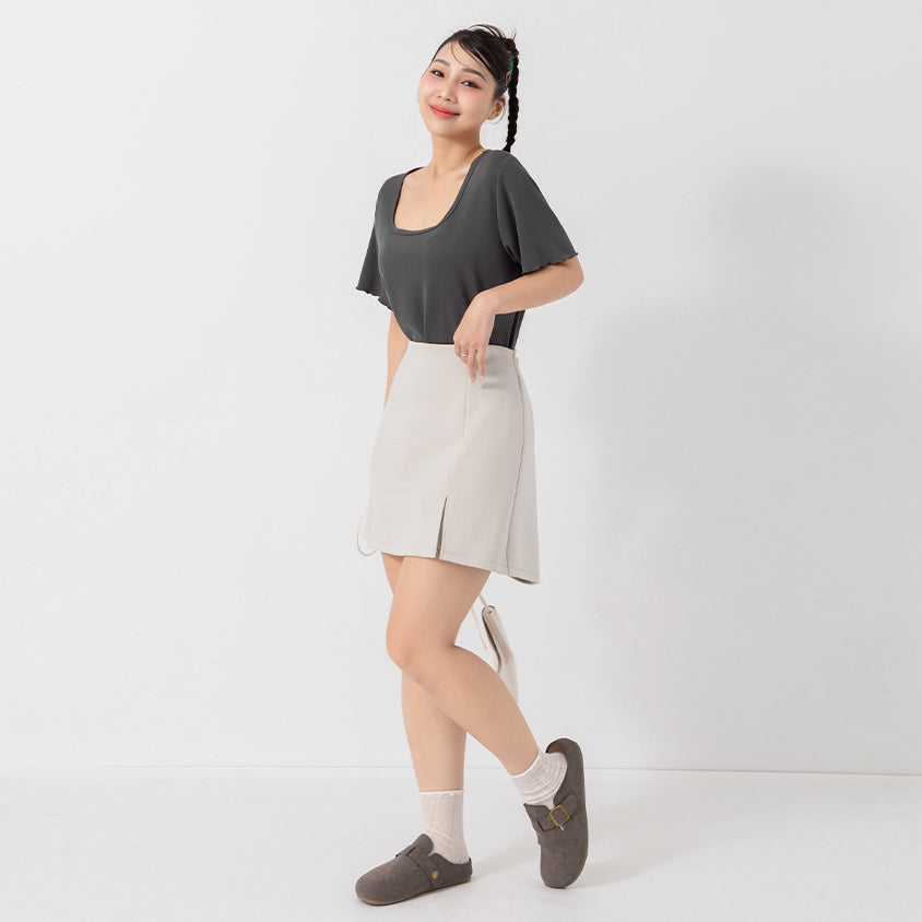 Cloud Cotton A-line Slit Plus Size Skort