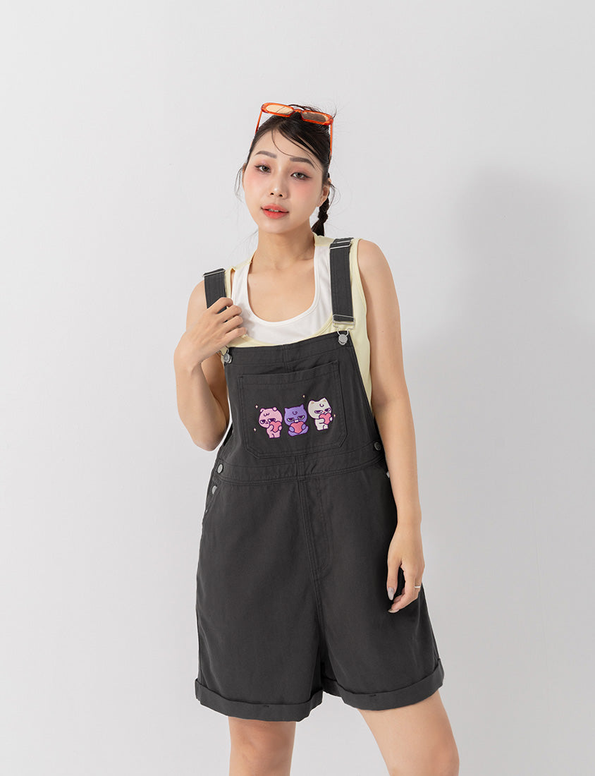 Poly Lulu x UGLY MEWS Collab Plus Size Overall Shorts