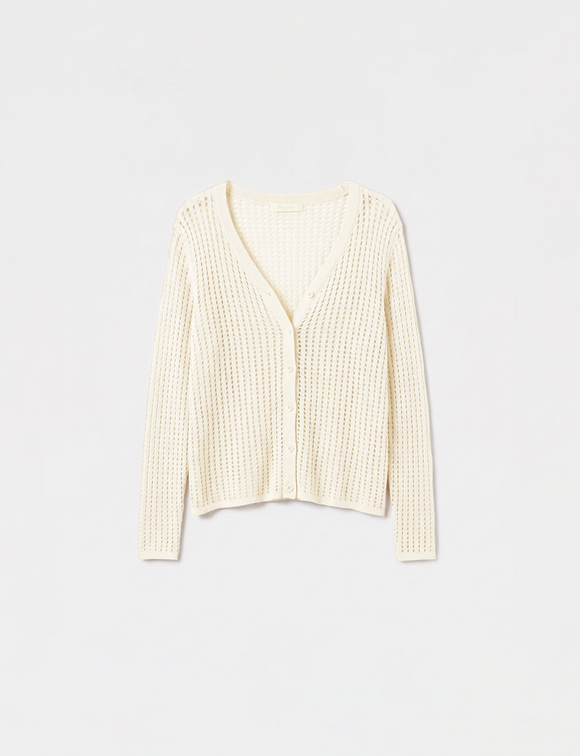 V-Neck Ice Silk Openwork Knit Plus Size Cardigan